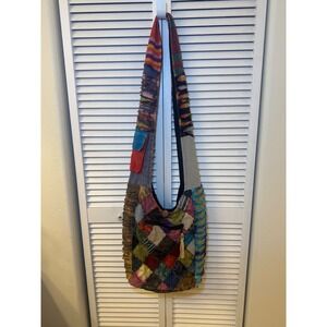 Boho Patchwork Hobo Bag Multi Color Razor Cut Crossbody Festival Sling Bag